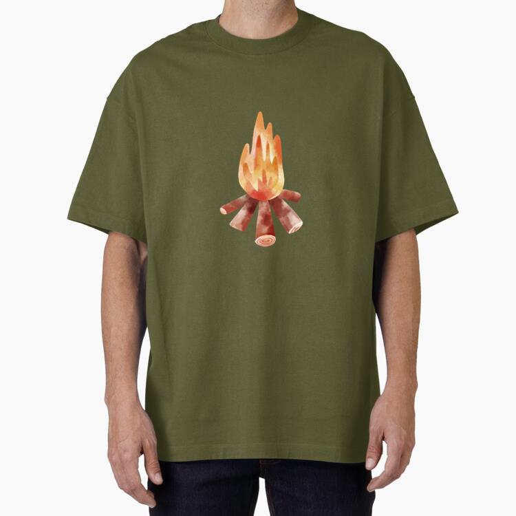 Winter Weather Bonfire Nature Oversized T-Shirt 