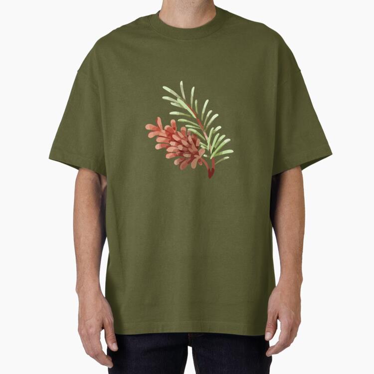 Winter Weather Pinecone Nature Watercolor Oversized T-Shirt 