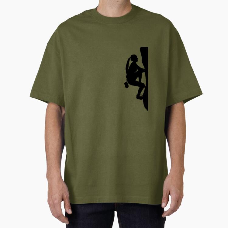 Woman Mountain Climbing Silhouette Oversized T-Shirt 