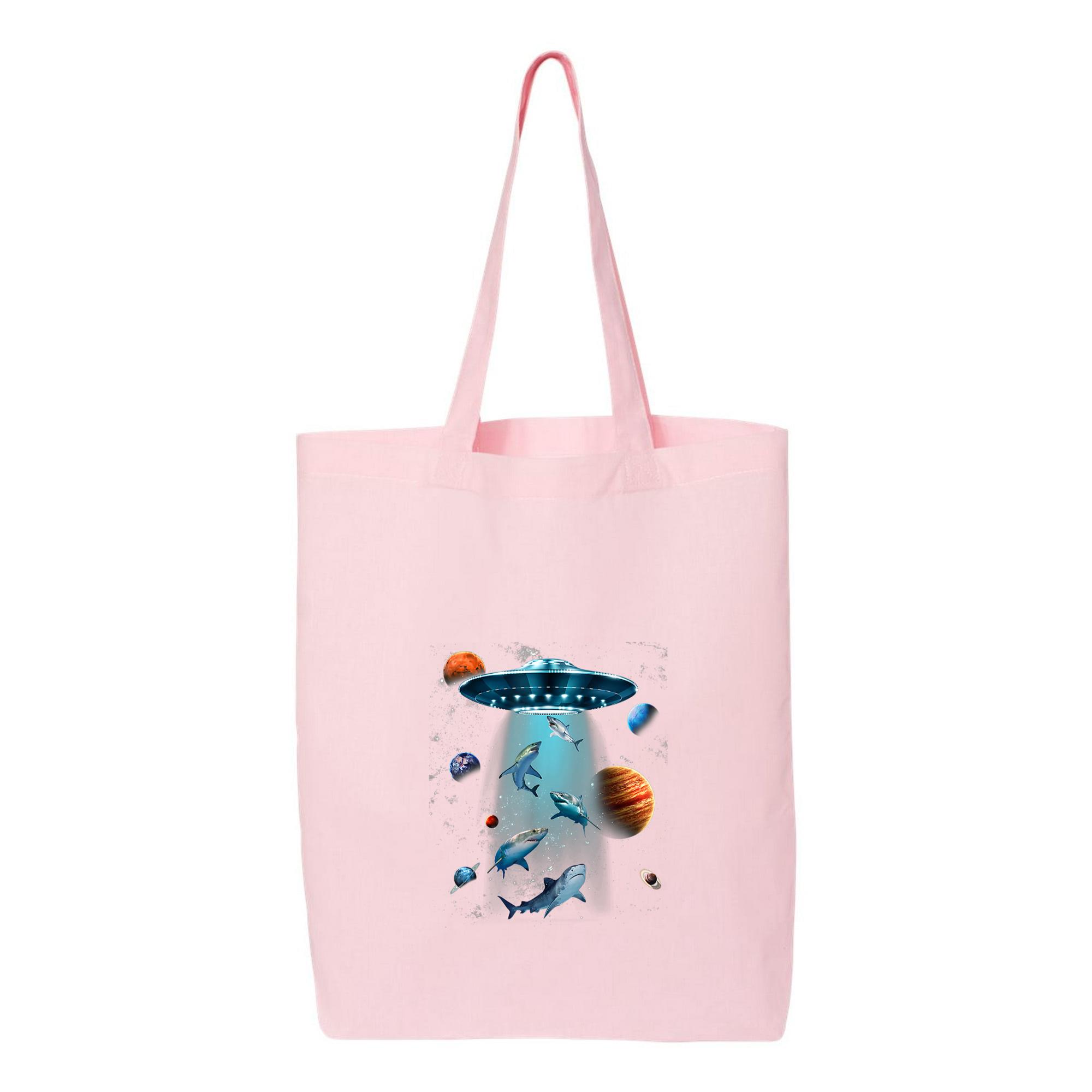 Galaxy Fish Shark Space UFO Alien Canvas Tote Bag 