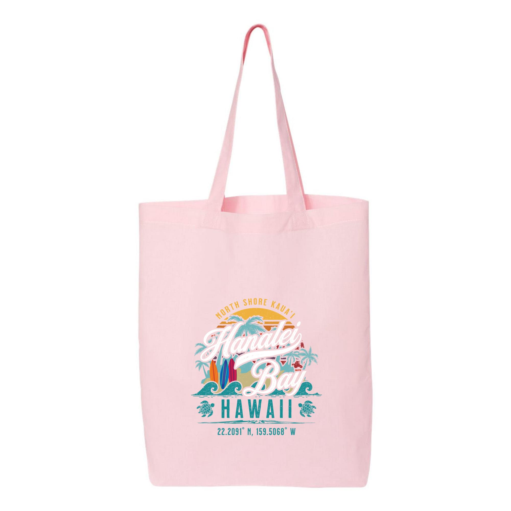 Hanalei Bay Hawaii Retro Sun Fishing Canvas Tote Bag 