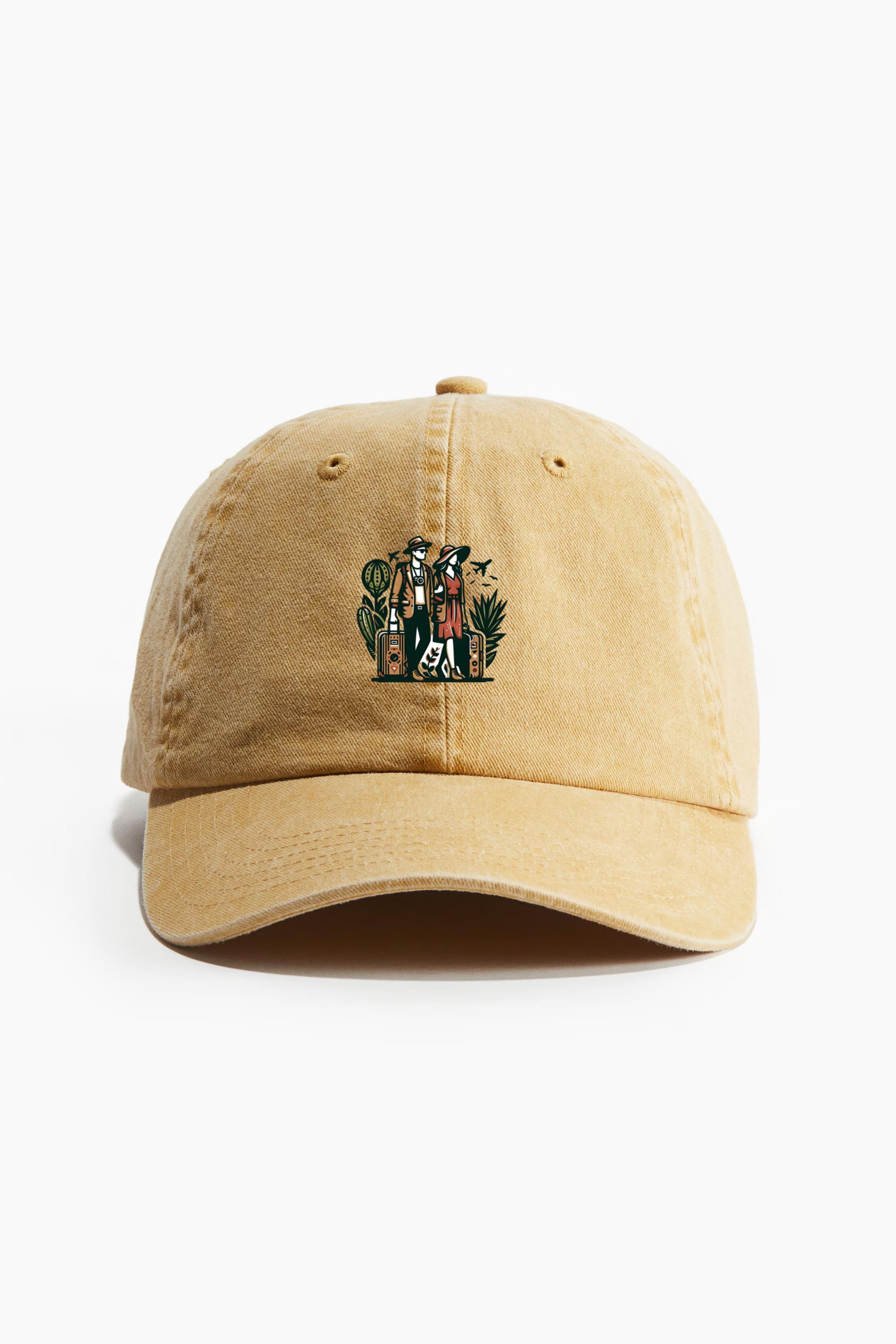 Happy Cheerful Travelling Camping Cotton Twill Cap 